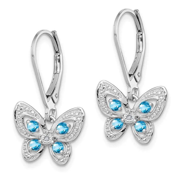 Earrings Goldia Sterling Silver Rhodiumplated Blue Topaz and Diamond Earrings