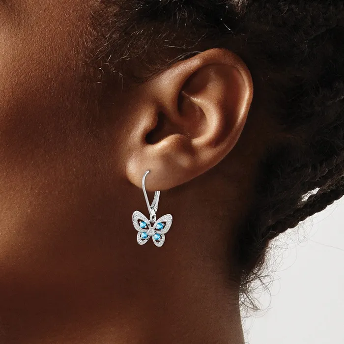 Earrings Goldia Sterling Silver Rhodiumplated Blue Topaz and Diamond Earrings