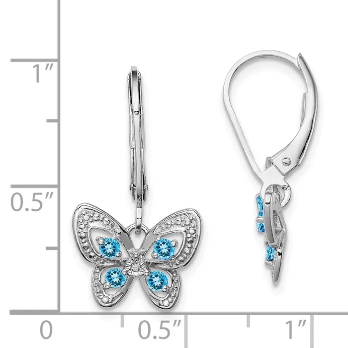 Earrings Goldia Sterling Silver Rhodiumplated Blue Topaz and Diamond Earrings