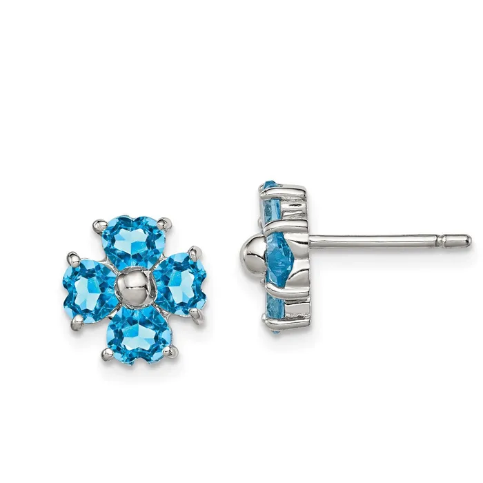 Earrings Goldia Sterling Silver Rhodium Plated Blue Topaz Flower Post Earrings Earrings Goldia Sterling Silver Rhodium Plated Blue Topaz Flower Post Earrings
