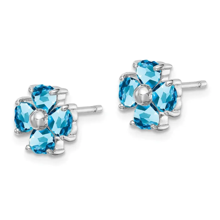 Earrings Goldia Sterling Silver Rhodium Plated Blue Topaz Flower Post Earrings