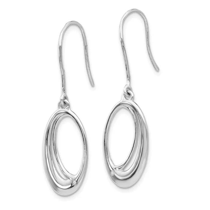 Earrings Goldia White Ice Sterling Silver Rhodiumplated Open Oval Diamond Shepherd Hook Dangle Earrings