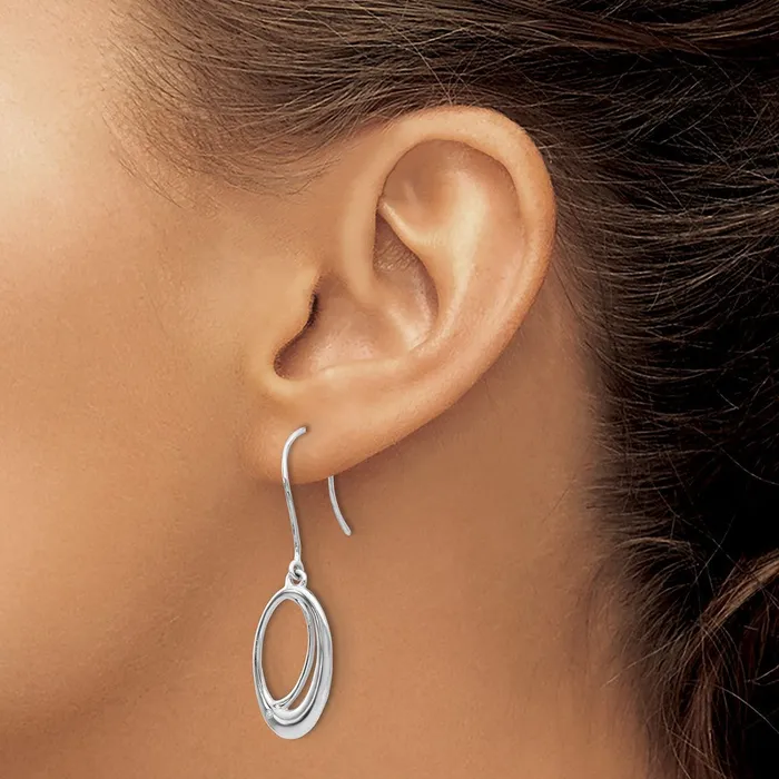 Earrings Goldia White Ice Sterling Silver Rhodiumplated Open Oval Diamond Shepherd Hook Dangle Earrings