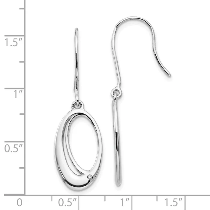 Earrings Goldia White Ice Sterling Silver Rhodiumplated Open Oval Diamond Shepherd Hook Dangle Earrings