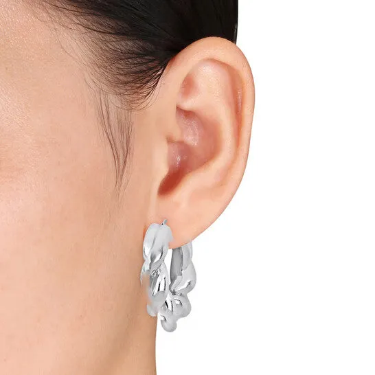 Earrings JMS always Original AMOUR 39 Mm Twisted Hoop Earrings In Sterling Silver Earrings JMS always Original AMOUR 39 Mm Twisted Hoop Earrings In Sterling Silver