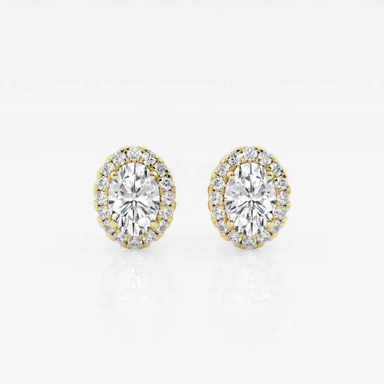 Earrings JMS always Original Brilliant Diamond 14KT Yellow Gold 1 15 cttw OvalCut Lab Grown Diamond Halo Stud Earrings for Women FGVSSI GSI Earrings JMS always Original Brilliant Diamond 14KT Yellow Gold 1 15 cttw OvalCut Lab Grown Diamond Halo Stud Earrings for Women FGVSSI GSI