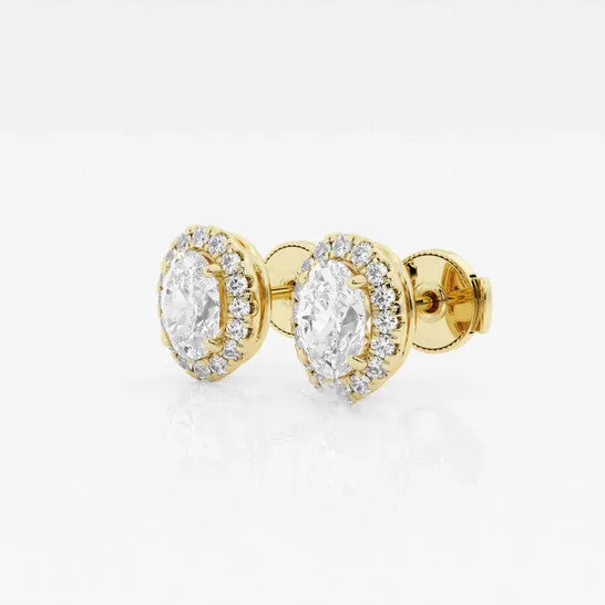 Earrings JMS always Original Brilliant Diamond 14KT Yellow Gold 1 15 cttw OvalCut Lab Grown Diamond Halo Stud Earrings for Women FGVSSI GSI Earrings JMS always Original Brilliant Diamond 14KT Yellow Gold 1 15 cttw OvalCut Lab Grown Diamond Halo Stud Earrings for Women FGVSSI GSI