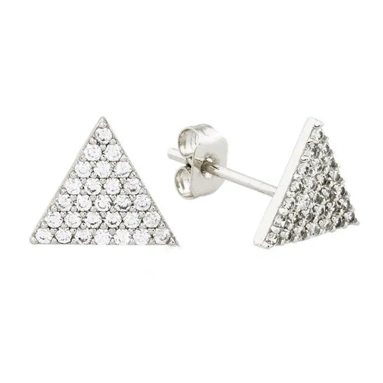 Earrings JMS always Original Elegant Confetti Womens 18K White Gold Plated CZ Simulated Diamond Pave Triangle Stud Earrings Earrings JMS always Original Elegant Confetti Womens 18K White Gold Plated CZ Simulated Diamond Pave Triangle Stud Earrings