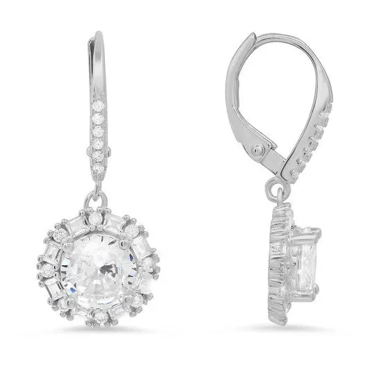 Earrings JMS always Original Kylie Harper Sterling Silver Round and Baguette Cubic Zirconia CZ Halo Leverback Earrings Earrings JMS always Original Kylie Harper Sterling Silver Round and Baguette Cubic Zirconia CZ Halo Leverback Earrings