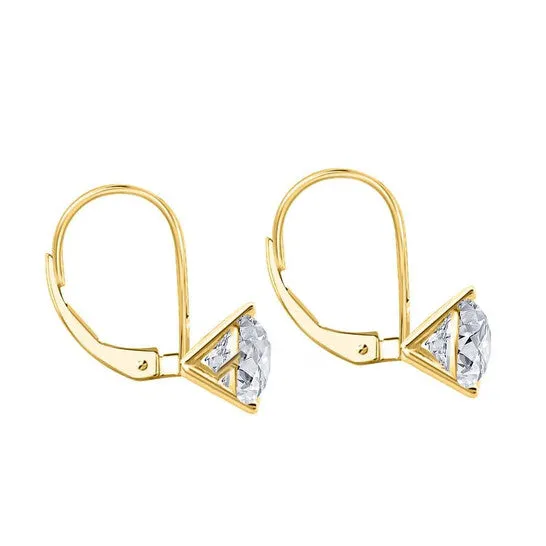 Earrings JMS always Original Maulijewels 025 Carat Round Diamond Three Prong Set Martini Leverback Earrings For Women In 14K Solid Yellow Gold Earrings JMS always Original Maulijewels 025 Carat Round Diamond Three Prong Set Martini Leverback Earrings For Women In 14K Solid Yellow Gold