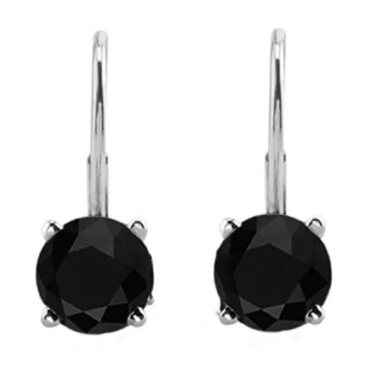 Earrings JMS always Original Maulijewels 14k White Gold Lever Back Earrings With 2 Carat Black I1I2 Natural Black Diamonds Earrings JMS always Original Maulijewels 14k White Gold Lever Back Earrings With 2 Carat Black I1I2 Natural Black Diamonds