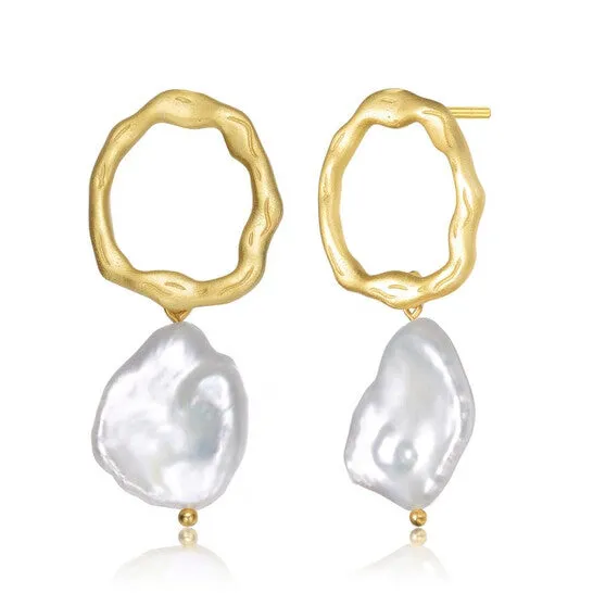 Earrings JMS always Original Megan Walford 925 Sterling Silver Gold Plated Freshwater Pearl Drop Round Earrings Earrings JMS always Original Megan Walford 925 Sterling Silver Gold Plated Freshwater Pearl Drop Round Earrings
