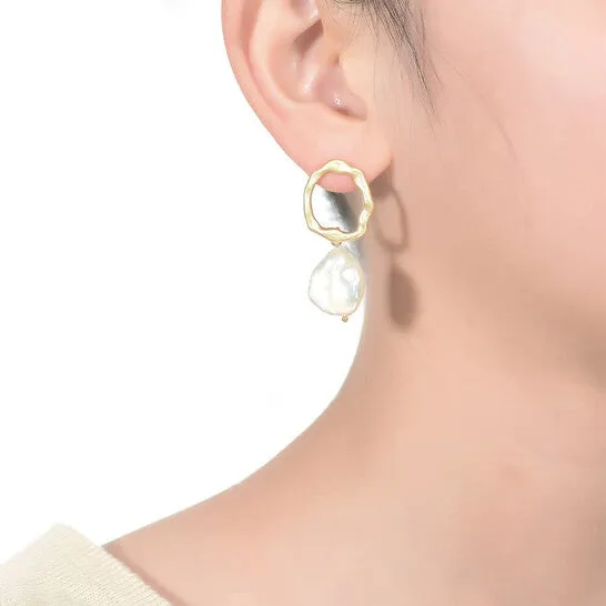 Earrings JMS always Original Megan Walford 925 Sterling Silver Gold Plated Freshwater Pearl Drop Round Earrings Earrings JMS always Original Megan Walford 925 Sterling Silver Gold Plated Freshwater Pearl Drop Round Earrings