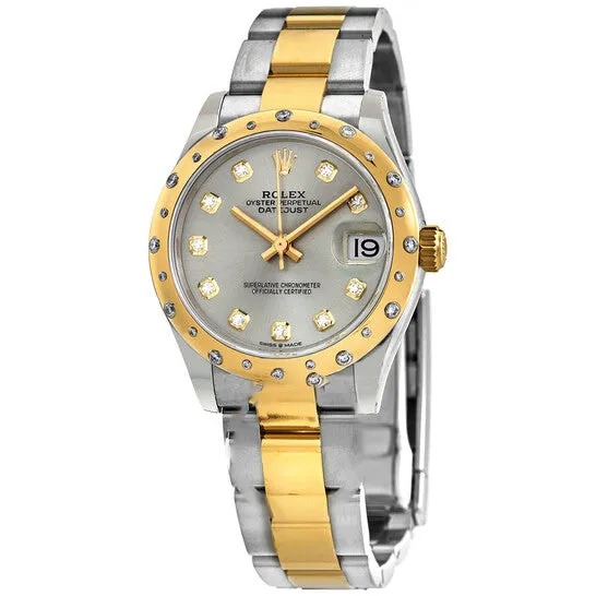 Earrings JMS always Original Rolex Datejust 31 Automatic Silver Diamond Dial Ladies Steel and 18kt Yellow Gold Oyster Watch 278343SDO