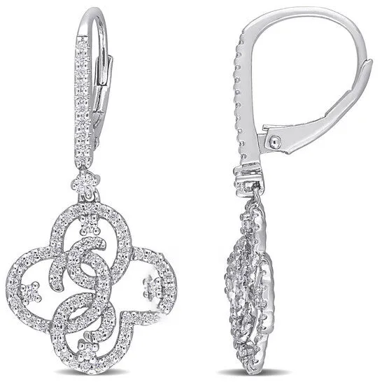 Earrings Original AMOUR 1 CT DEW Created Moissanite Floral Leverback Earrings In Sterling Silver JMS always Earrings Original AMOUR 1 CT DEW Created Moissanite Floral Leverback Earrings In Sterling Silver JMS always