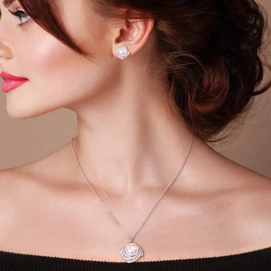 Earrings Original AMOUR 95 10 Mm Cultured Freshwater Pearl and 2 18 CT TGW Cubic Zirconia Geometric Stud Earrings In Sterling Silver JMS always Earrings Original AMOUR 95 10 Mm Cultured Freshwater Pearl and 2 18 CT TGW Cubic Zirconia Geometric Stud Earrings In Sterling Silver JMS always