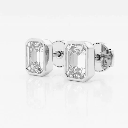 Earrings Original Brilliant Diamond 14KT White Gold 3 cttw EmeraldCut Lab Grown Diamond Bezel Set Solitaire Stud Earrings for Women FGVSSI JMS always Earrings Original Brilliant Diamond 14KT White Gold 3 cttw EmeraldCut Lab Grown Diamond Bezel Set Solitaire Stud Earrings for Women FGVSSI JMS always