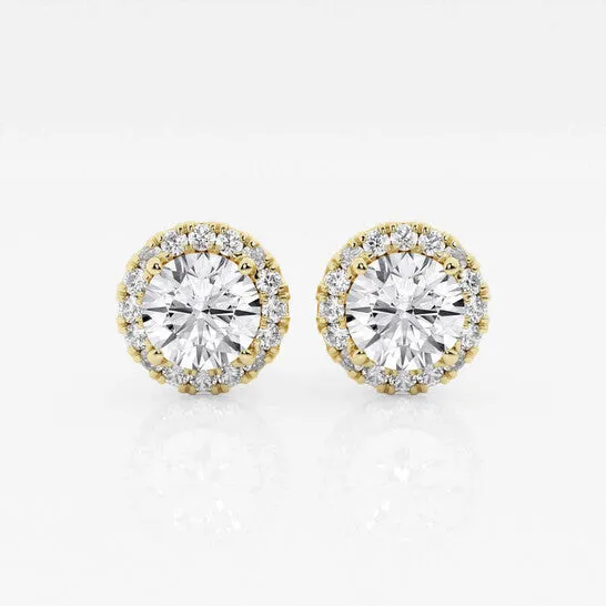 Earrings Original Brilliant Diamond 14KT Yellow Gold 1 78 cttw RoundCut Lab Grown Diamond Halo Stud Earrings for Women GSI JMS always Earrings Original Brilliant Diamond 14KT Yellow Gold 1 78 cttw RoundCut Lab Grown Diamond Halo Stud Earrings for Women GSI JMS always