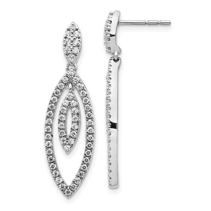 Earrings Solid 14k White Gold Simulated CZ Dangle Post Earrings Goldia