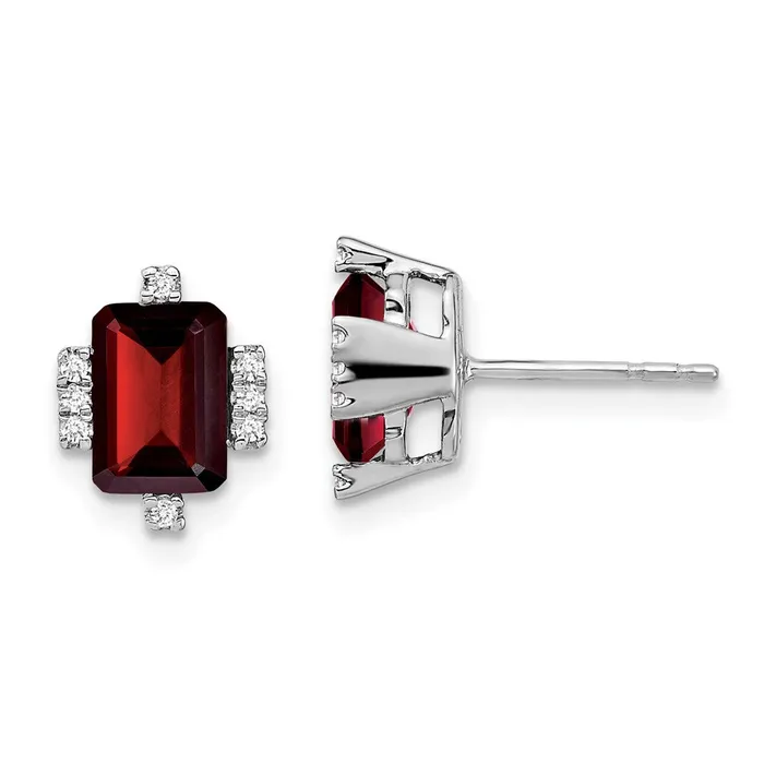 Earrings Solid 14k White Gold Simulated Emerald Simulatedshape Garnet and CZ Earrings Goldia
