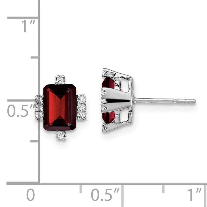 Earrings Solid 14k White Gold Simulated Emerald Simulatedshape Garnet and CZ Earrings Goldia Earrings Solid 14k White Gold Simulated Emerald Simulatedshape Garnet and CZ Earrings Goldia