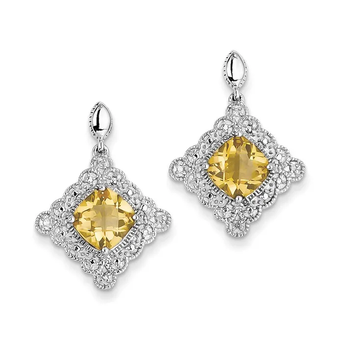 Earrings Sterling Silver Citrine and Diamond Earrings Goldia