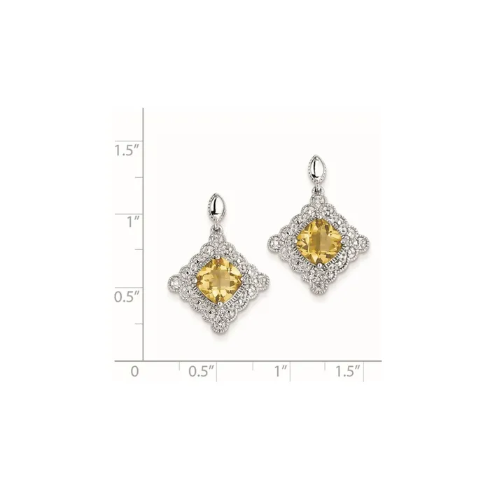 Earrings Sterling Silver Citrine and Diamond Earrings Goldia