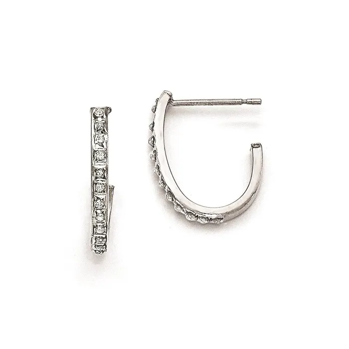 Earrings Sterling Silver Diamond Mystique Round Post Hoop Earrings Goldia