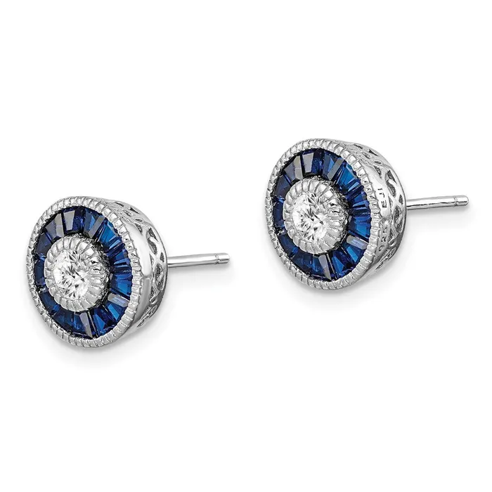 Earrings Sterling Silver Rhodiumplated Synthetic Blue Spinel and CZ Earrings Goldia