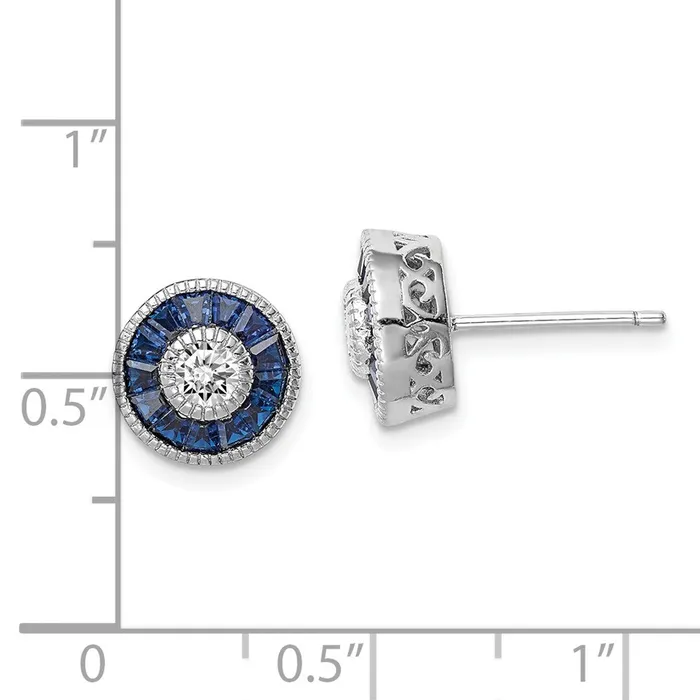 Earrings Sterling Silver Rhodiumplated Synthetic Blue Spinel and CZ Earrings Goldia