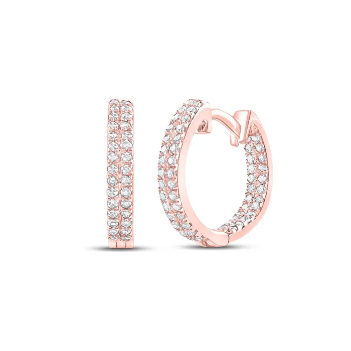 gndatlanta 10k Rose Gold Round Diamond Hoop Earrings 15 Cttw Earrings