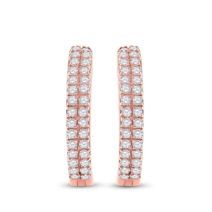 gndatlanta 10k Rose Gold Round Diamond Hoop Earrings 15 Cttw Earrings