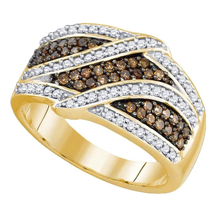 gndatlanta 10k Yellow Gold Round Brown Diamond Band Ring 34 Cttw Rings gndatlanta 10k Yellow Gold Round Brown Diamond Band Ring 34 Cttw Rings