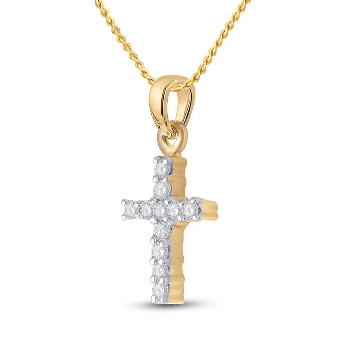 gndatlanta 10k Yellow Gold Round Diamond Cross Pendant 14 Cttw Necklaces