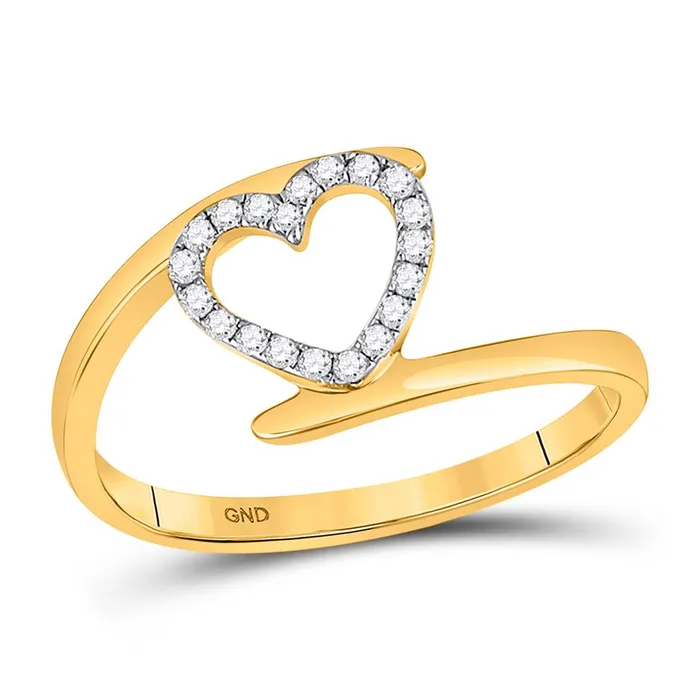 gndatlanta 10k Yellow Gold Round Diamond Heart Ring 18 Cttw Rings