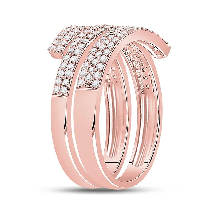 gndatlanta 14k Rose Gold Round Diamond RightHand Fashion Ring 58 Cttw Rings