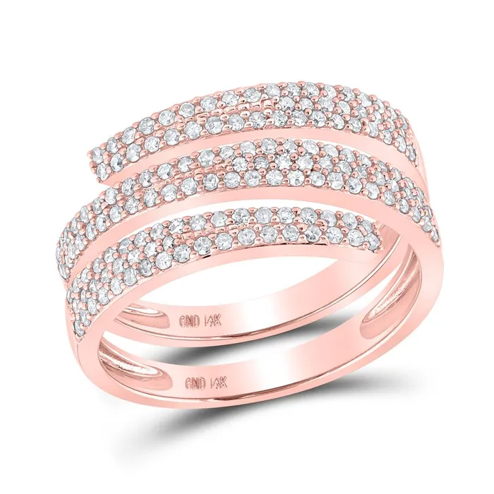 gndatlanta 14k Rose Gold Round Diamond RightHand Fashion Ring 58 Cttw Rings