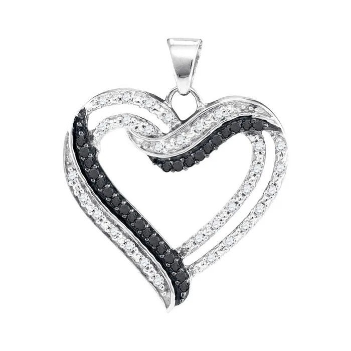 gndatlanta 14k White Gold Black Diamond Heart Outline Pendant 13 Cttw Necklaces gndatlanta 14k White Gold Black Diamond Heart Outline Pendant 13 Cttw Necklaces