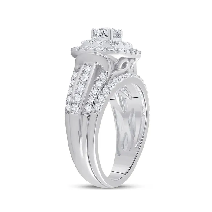 gndatlanta 14k White Gold Round Diamond Bridal Wedding Ring Set 2 Cttw Certified Rings