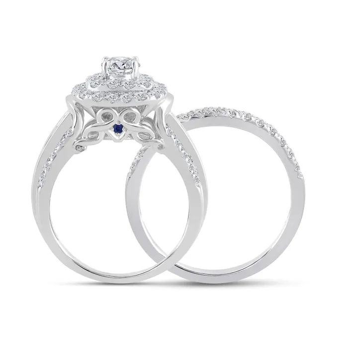 gndatlanta 14k White Gold Round Diamond Bridal Wedding Ring Set 2 Cttw Certified Rings