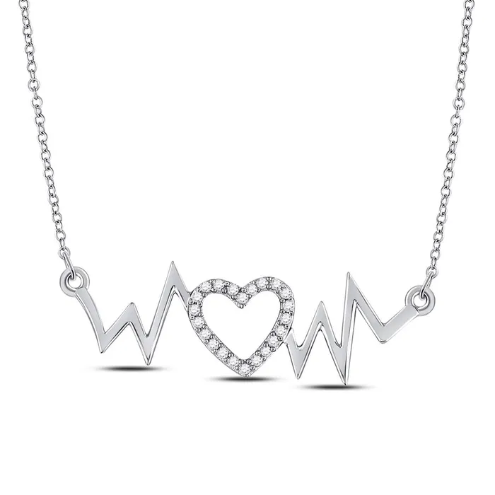 gndatlanta 14k White Gold Round Diamond Heartbeat Necklace 110 Cttw Necklaces gndatlanta 14k White Gold Round Diamond Heartbeat Necklace 110 Cttw Necklaces