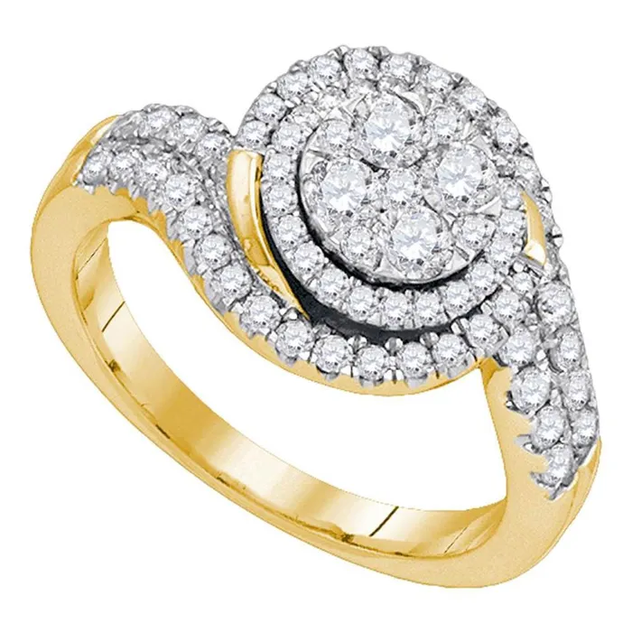 gndatlanta 14k Yellow Gold Cluster Bridal Engagement Ring 1 Cttw Rings gndatlanta 14k Yellow Gold Cluster Bridal Engagement Ring 1 Cttw Rings