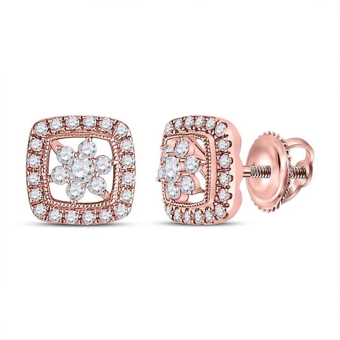 gndatlanta Earrings 14k Rose Gold Round Diamond Floral Cluster Earrings 38 Cttw gndatlanta Earrings 14k Rose Gold Round Diamond Floral Cluster Earrings 38 Cttw