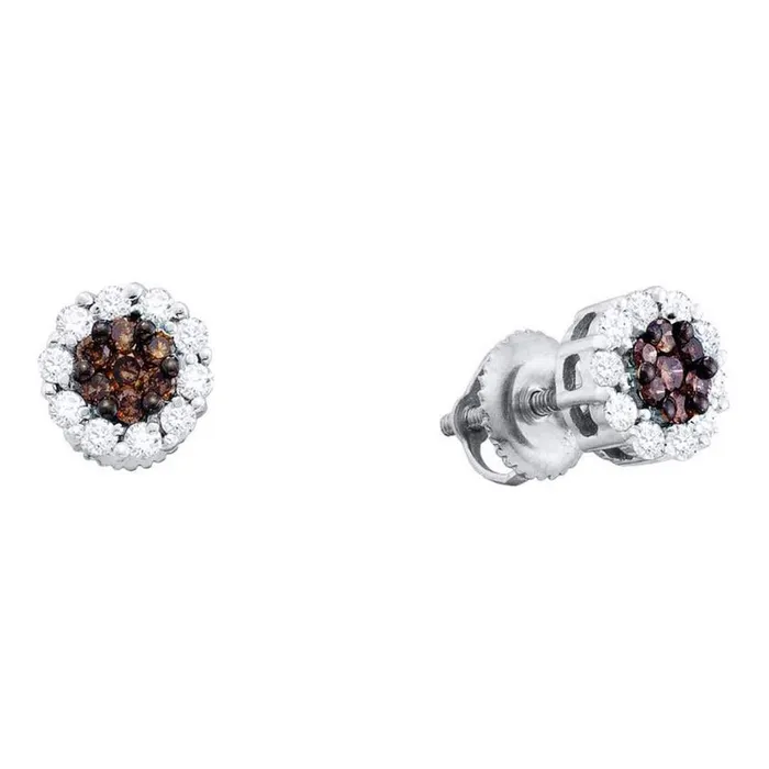 gndatlanta Earrings 14k White Gold Round Brown Diamond Cluster Earrings 1 Cttw gndatlanta Earrings 14k White Gold Round Brown Diamond Cluster Earrings 1 Cttw