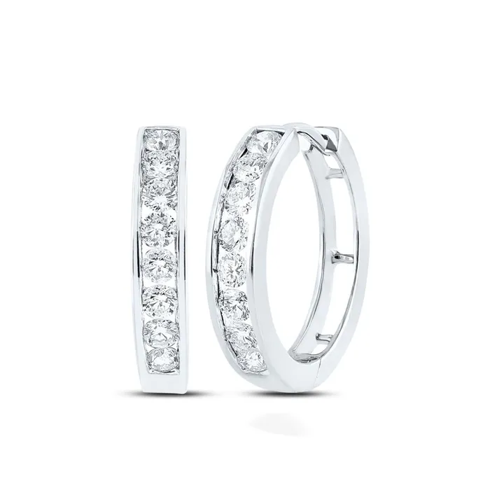 gndatlanta Earrings 14k White Gold Round Diamond Hoop Earrings 1 Cttw gndatlanta Earrings 14k White Gold Round Diamond Hoop Earrings 1 Cttw