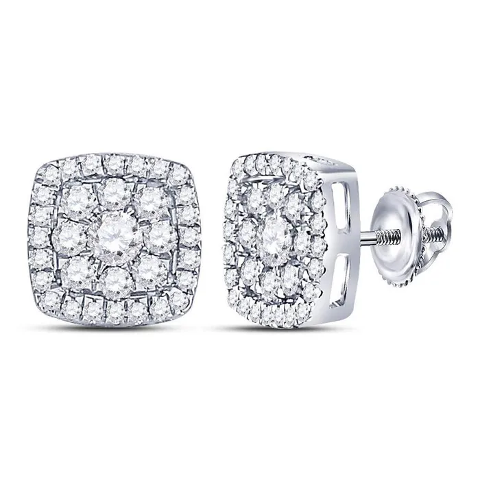 gndatlanta Earrings 14k White Gold Round Diamond Square Cluster Earrings 114 Cttw gndatlanta Earrings 14k White Gold Round Diamond Square Cluster Earrings 114 Cttw
