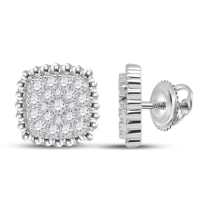 gndatlanta Earrings 14k White Gold Round Diamond Square Cluster Earrings 13 Cttw gndatlanta Earrings 14k White Gold Round Diamond Square Cluster Earrings 13 Cttw