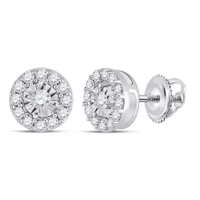gndatlanta Earrings 14k White Gold Round Diamond Stud Earrings 14 Cttw