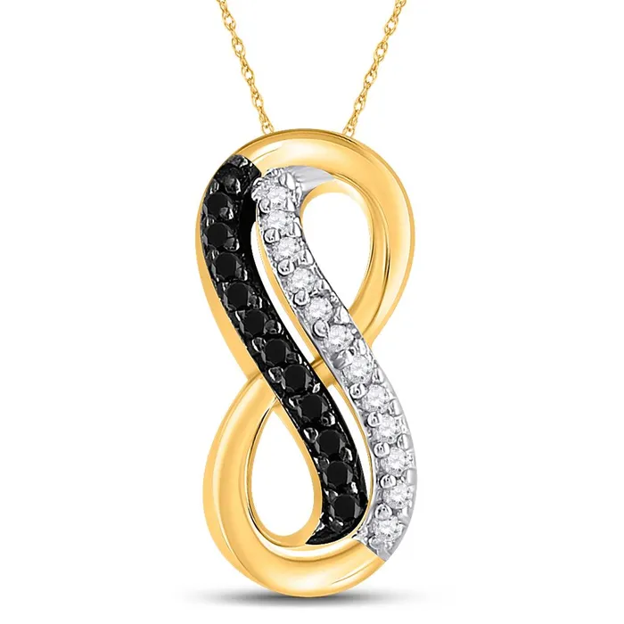 gndatlanta Necklaces 10k Yellow Gold Round Black Diamond Infinity Pendant 110 Cttw gndatlanta Necklaces 10k Yellow Gold Round Black Diamond Infinity Pendant 110 Cttw
