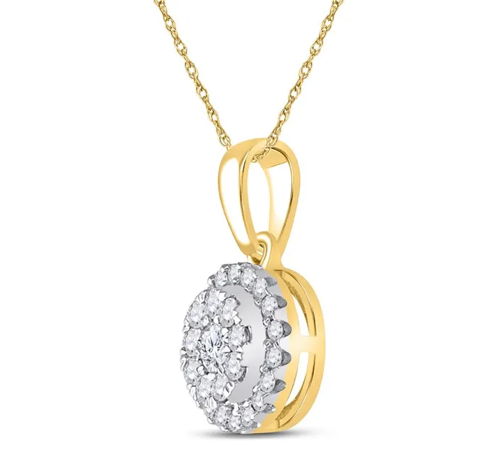 gndatlanta Necklaces 10k Yellow Gold Round Diamond Cluster Pendant 14 Cttw gndatlanta Necklaces 10k Yellow Gold Round Diamond Cluster Pendant 14 Cttw